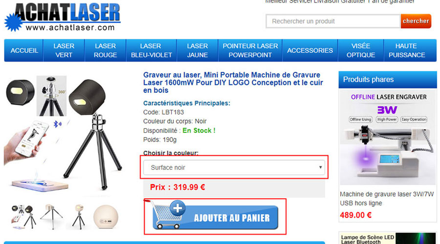 achat poinetur laser