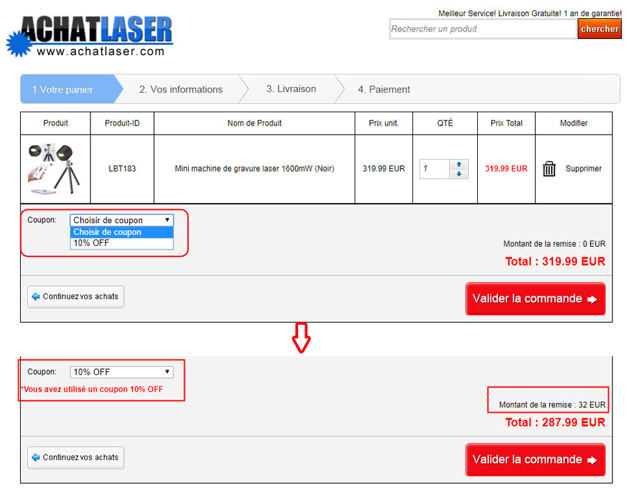 Coupon poinetur laser