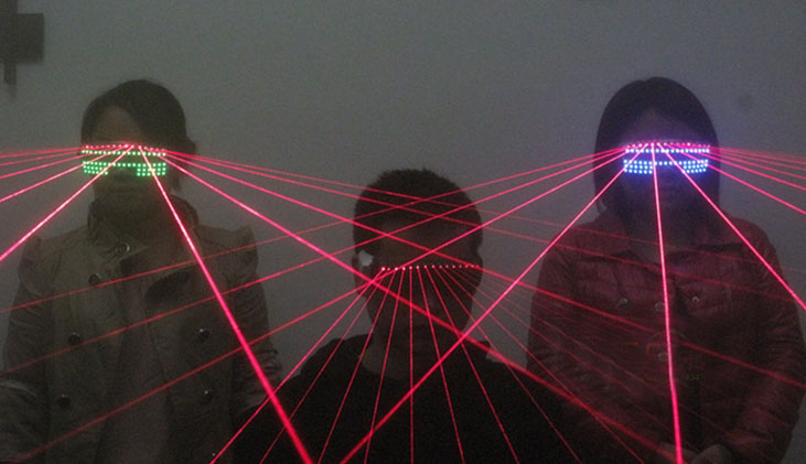 HTPOW Lunettes Laser LED Rouge pour le Club DJ Décoration Laser